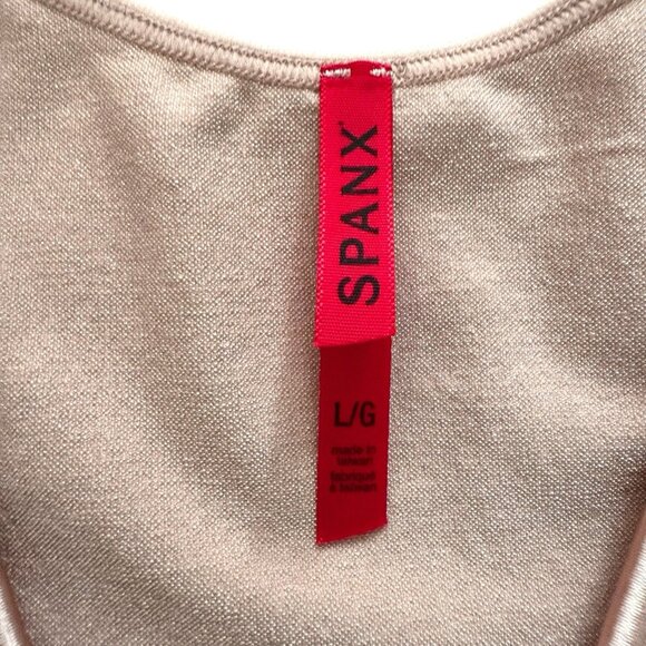 Spanx Rose Gold 2325 Size Large Open-Bust Mid-Thigh Body Shapewear Bodysuit NEW - Picture 3 of 9